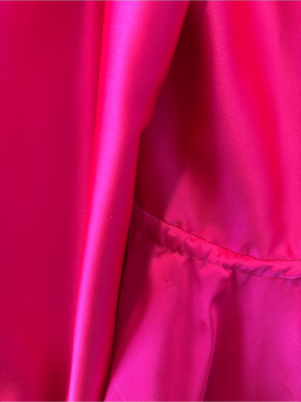 Topshop Satin Long Sleeve V Neck Bright Hot Pink Peplum Mini Dress Wedding Guest - Picture 12 of 14